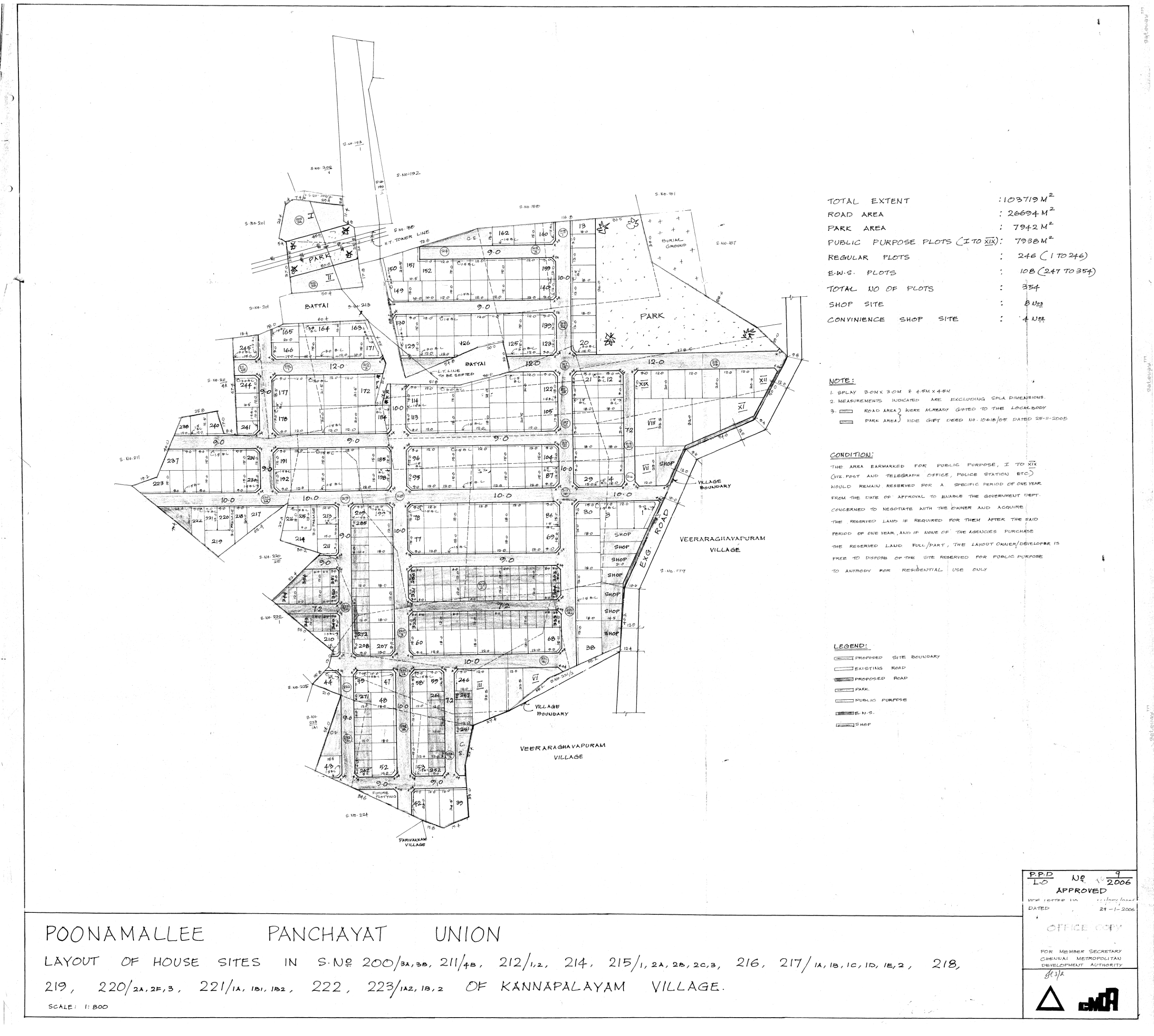 Approved layout plan of house sites at Kannapalayam Village, Poonamallee — RMG Enterprisses